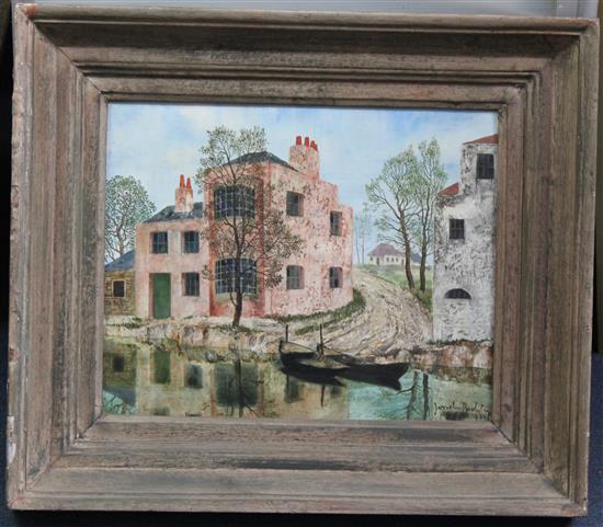 § Josselin Bodley (1893-1974) Pink House on River, 13 x 16in.